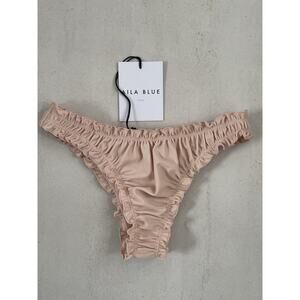 Aila Blue Swim Bikini Bottom Coco Ruffed Swimwear Beach Summer